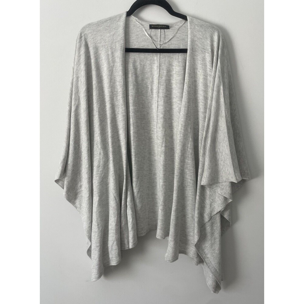 NWOT Banana Republic Womens One Size Grey Open Shawl Sweater Wrap Shark Bite Hem